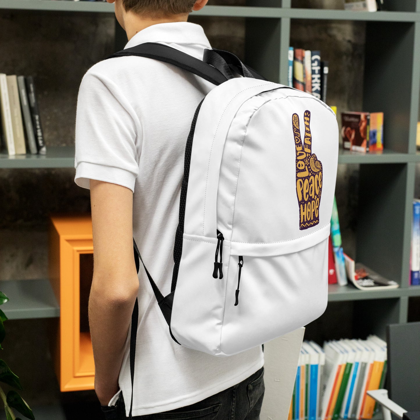 Love, Faith, Hope, Peace Back pack