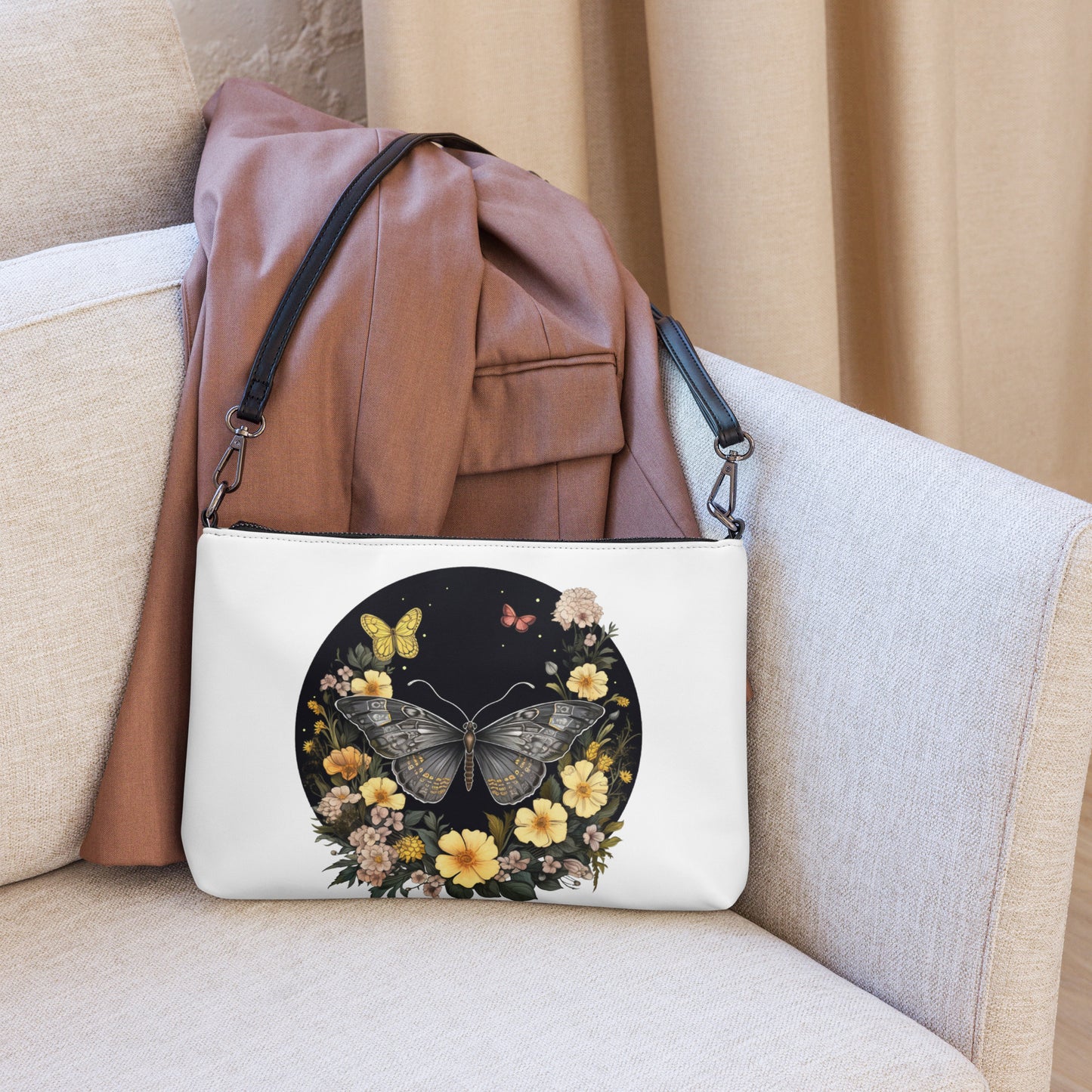 Butterfly & Wild Flowers Crossbody Bag