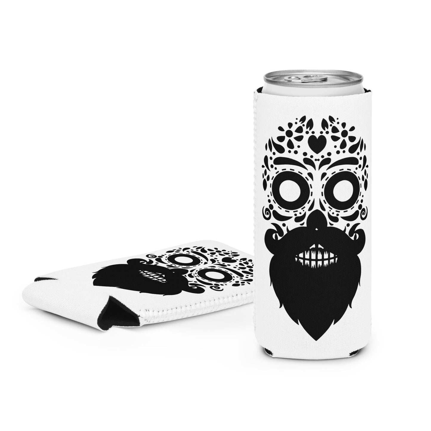 Sugar Skull with Beard Can Huggie