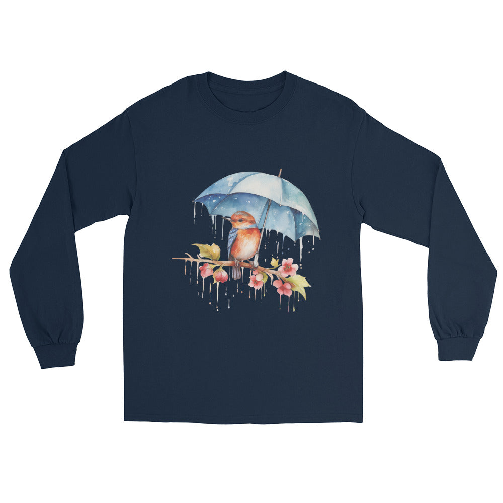 Bird with an Umbrella Ladies Long Sleeve Shirt