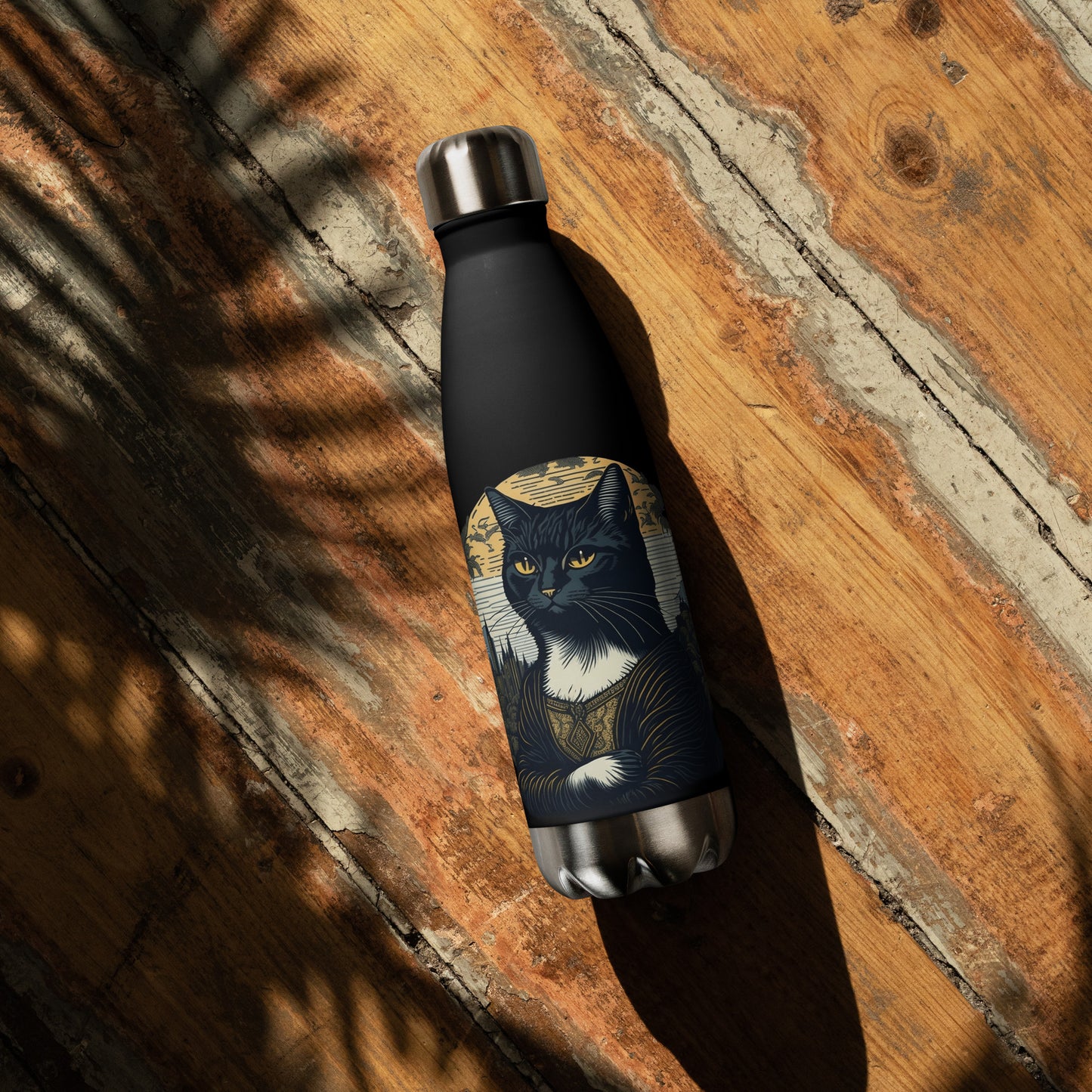 Mona Lisa Cat Water Bottle