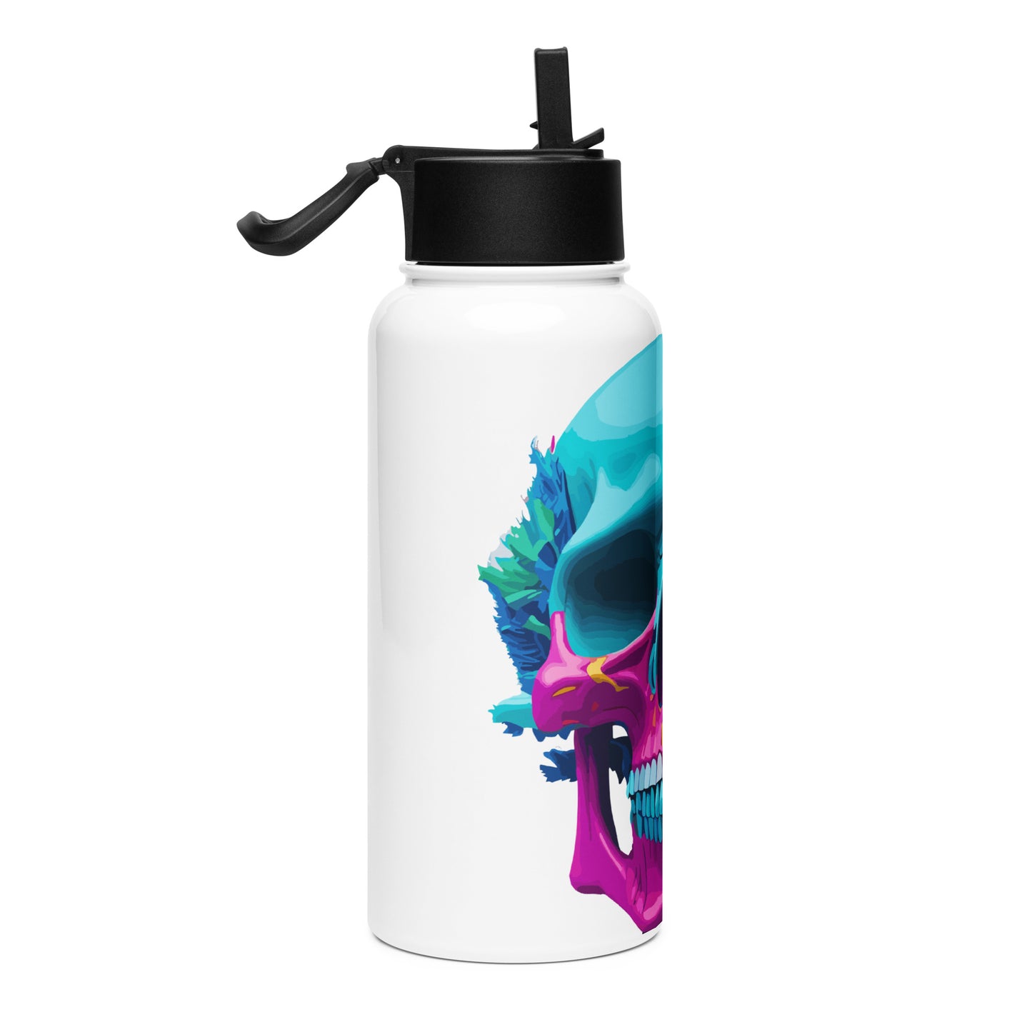 colorful skull water bottle