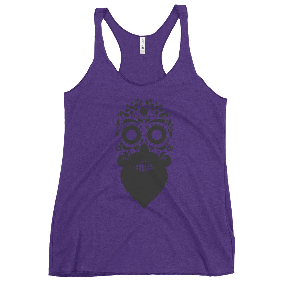 Bearded Sugar Skull Ladies Tank Top