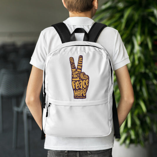 Love, Faith, Hope, Peace Backpack