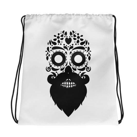 Bearded Sugar Skull Drawstring Bag