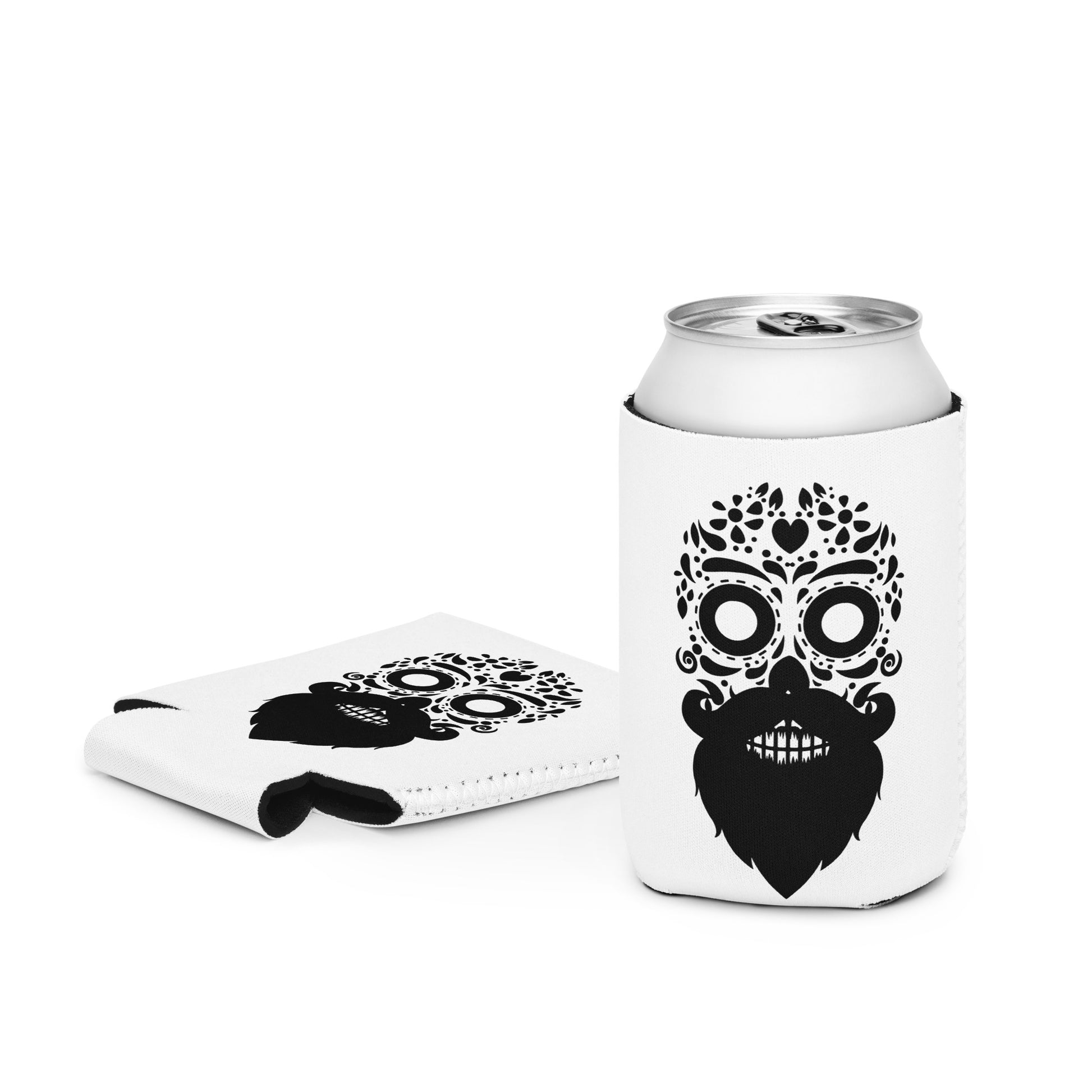 Sugar Skull with Beard Beer Can Huggie