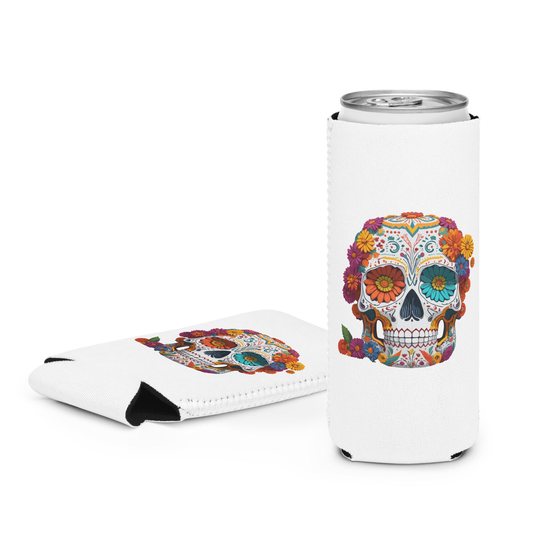 Sugar Skull Slim Can Koozie