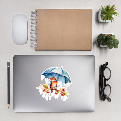bird in the rain sticker