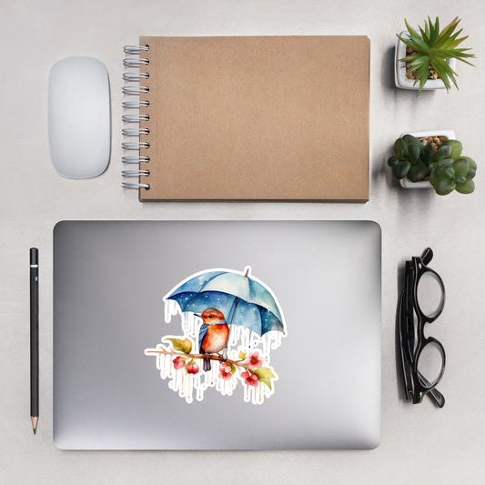 bird in the rain sticker