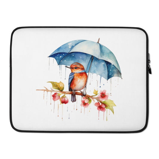 bird with umbrella laptop sleeve
