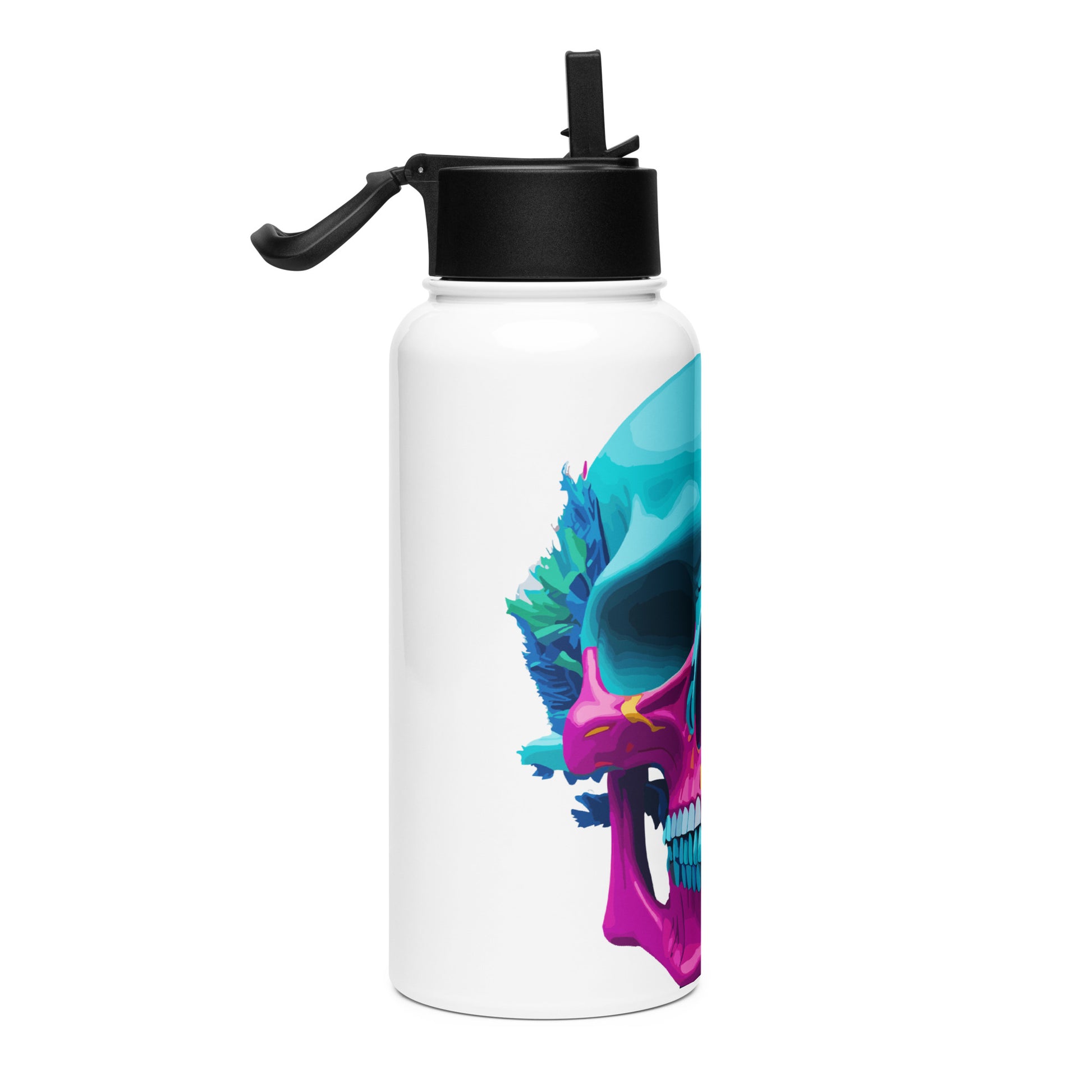 colorful skull water bottle