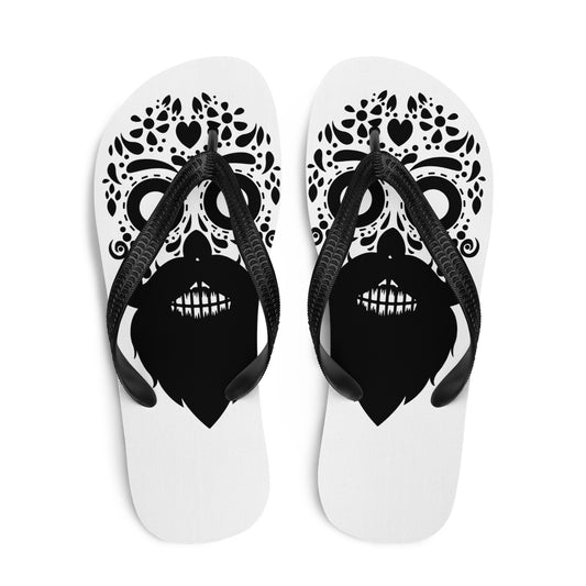 Bearded Sugar Skull Flip-Flops