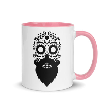 Bearded Sugar Skull Coffee Mug with Color Inside